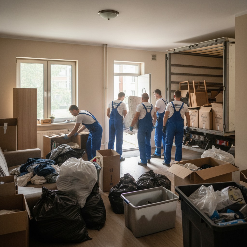 ekipa opróżniająca mieszkanie